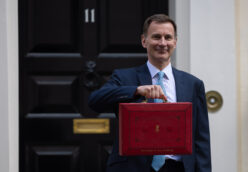 Jeremy Hunt holds up budget briefcase outside No 11 Downing Street