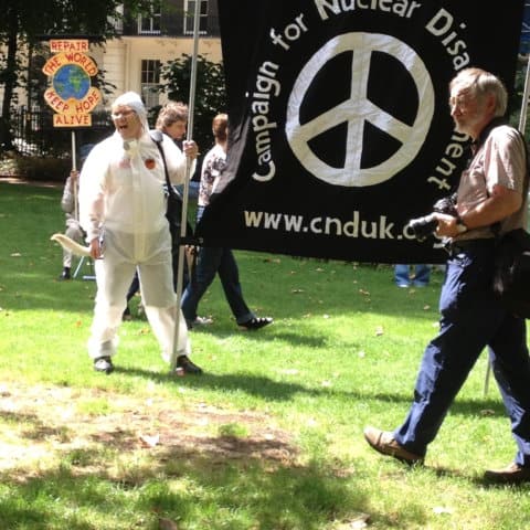 CND protestors and banner