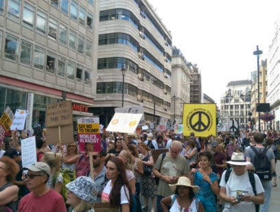 CND banner in the middle of a demosntration