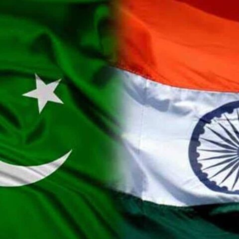 Pakistan and India flags together